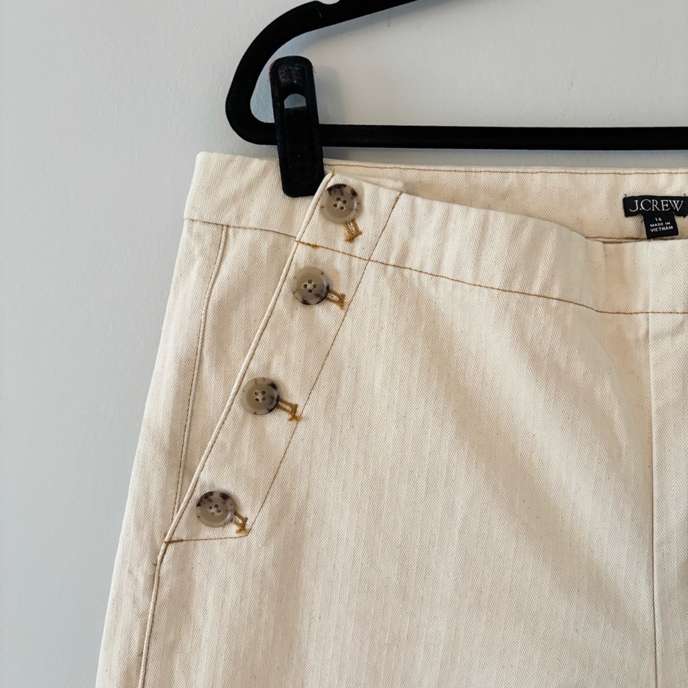 High-Rise Wide-Leg Sailor Pants - Herringbone Cream - Picture 4 of 12